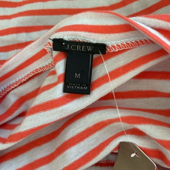 J. Crew Coral & White Striped Tie-Waist Pocket T-Shirt Blouse Size Medium NWT - Picture 6 of 10